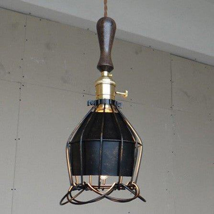 Hectar Industrial Loft Pendant Light With Wooden Handle-DWHOME
