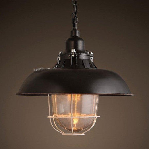 Helmut Glass Shade Industrial Pendant Light (short).