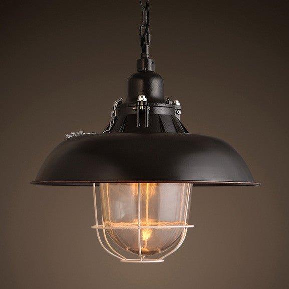 Helmut Glass Shade Industrial Pendant Light (short).