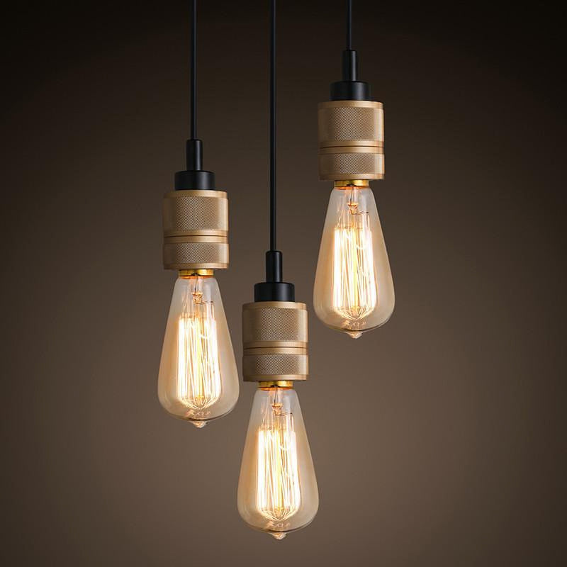 Hooked Brass 3 Bulb Cluster Pendant Light-DWHOME