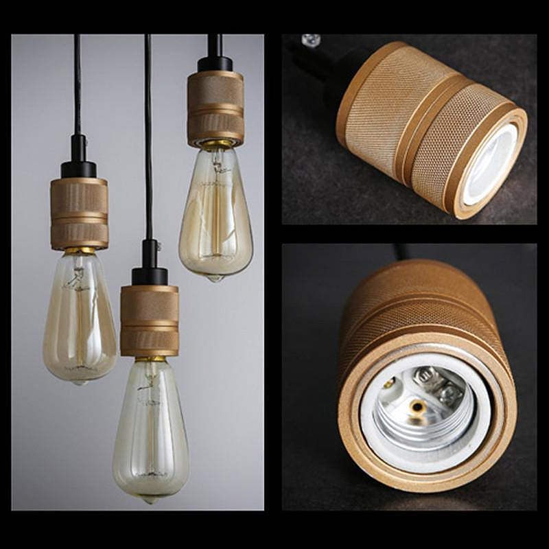 Hooked Brass 3 Bulb Cluster Pendant Light-DWHOME