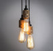 Hooked Brass 3 Bulb Cluster Pendant Light.