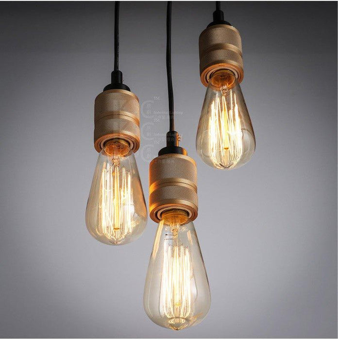 Hooked Brass 6 Bulb Cluster Pendant Light.