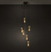 Hooked Brass 6 Bulb Cluster Pendant Light.