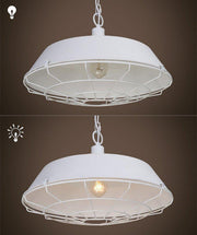 Industrial Pendant Light Cage - White-DWHOME