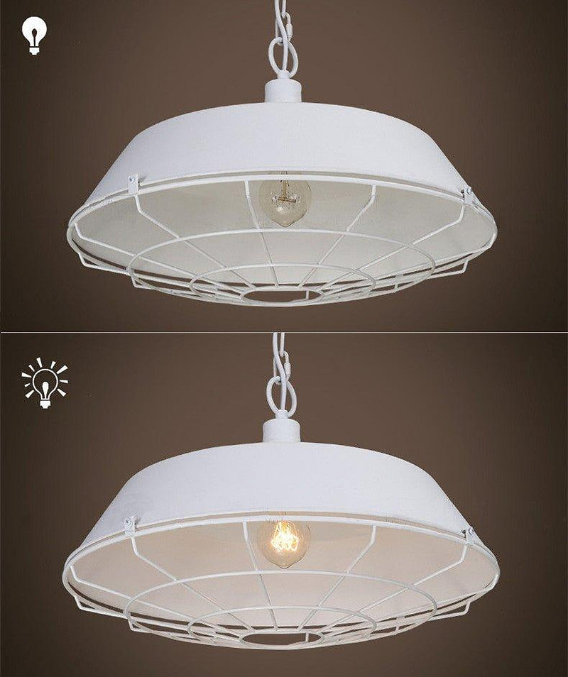 Industrial Pendant Light Cage - White-DWHOME