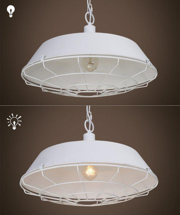 Industrial Pendant Light Cage - White.