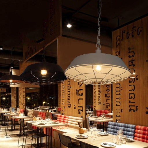 Industrial Pendant Light Cage - White.