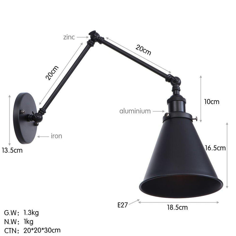 Industrial Style Swing Arm Wall Lamp-DWHOME