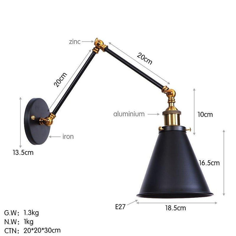 Industrial Style Swing Arm Wall Lamp-DWHOME
