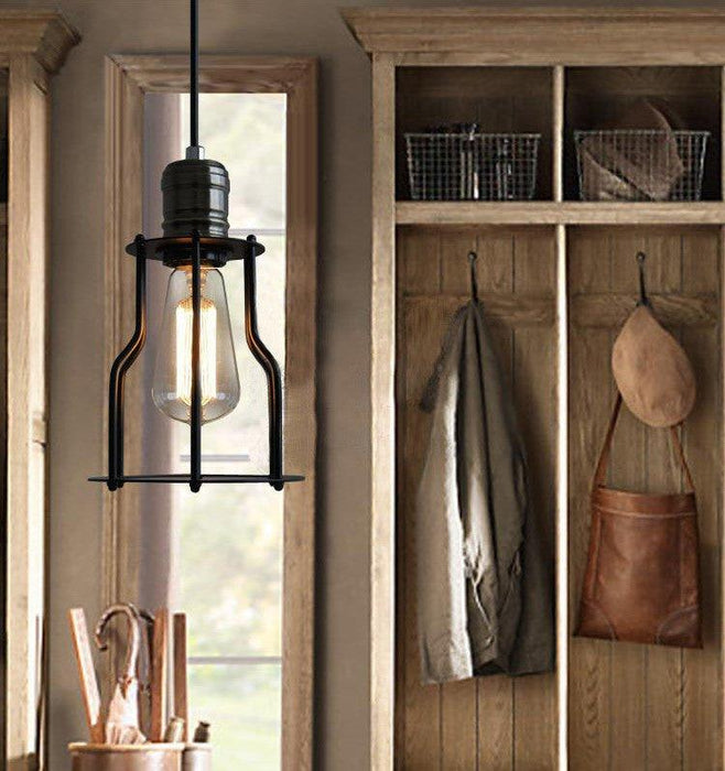 Industrial Wire Cage 6 Bulb Pendant Light.