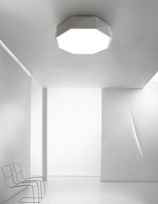 Innocenzio White Geometric Octagon Shaped Ceiling Lamp.