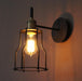 Iron Wire Cage Industrial Brass Fitting Wall Light.