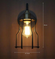 Iron Wire Cage Industrial Brass Fitting Wall Light-DWHOME