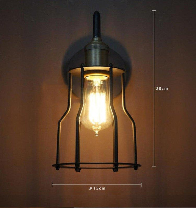 Iron Wire Cage Industrial Brass Fitting Wall Light.