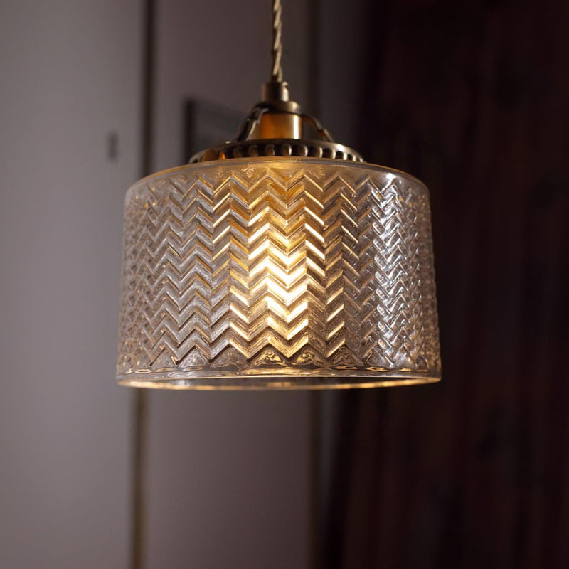 Jaipur Fluted Dome Glass With Brass Fitting Art Deco Pendant Light-DWHOME