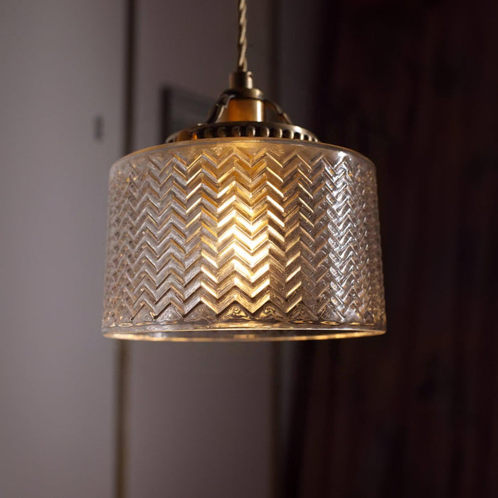 Jaipur Fluted Dome Glass With Brass Fitting Art Deco Pendant Light-DWHOME
