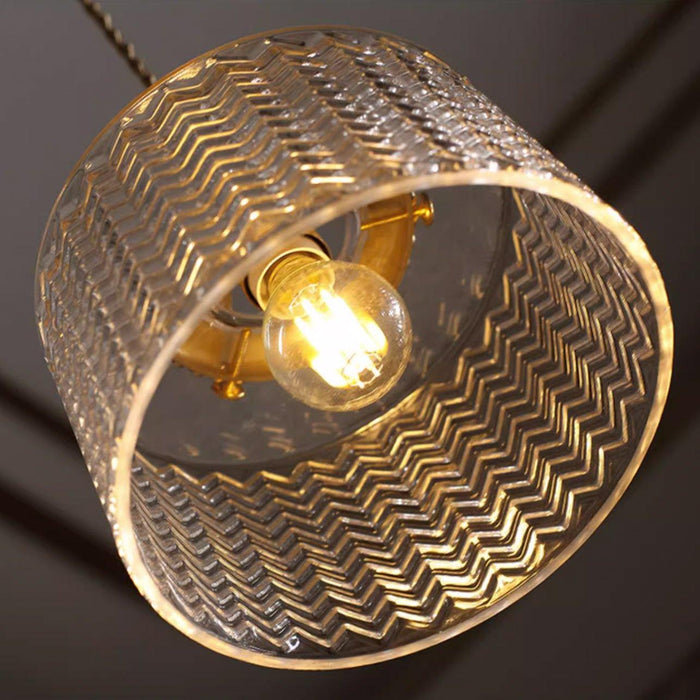 Jaipur Fluted Dome Glass With Brass Fitting Art Deco Pendant Light-DWHOME
