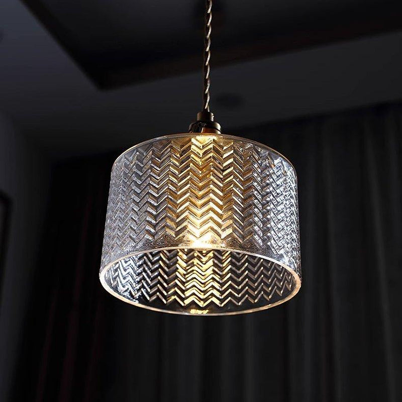 Jaipur Fluted Dome Glass With Brass Fitting Art Deco Pendant Light-DWHOME
