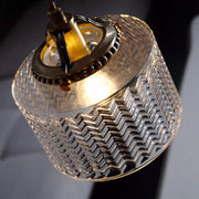Jaipur Fluted Dome Glass With Brass Fitting Art Deco Pendant Light-DWHOME