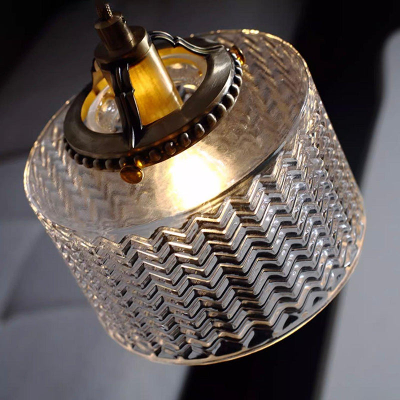 Jaipur Fluted Dome Glass With Brass Fitting Art Deco Pendant Light-DWHOME
