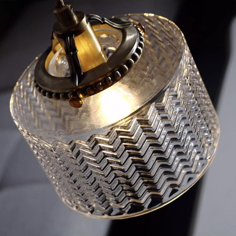 Jaipur Fluted Dome Glass With Brass Fitting Art Deco Pendant Light-DWHOME