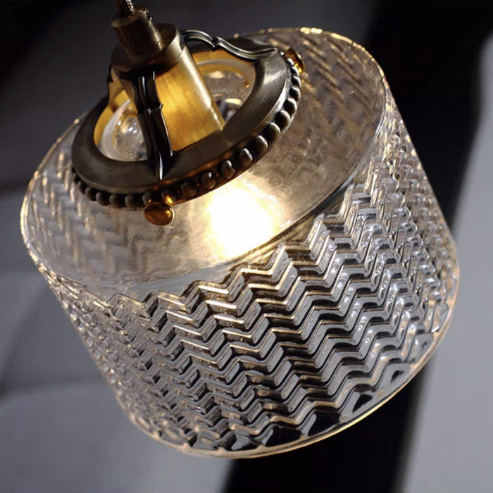 Jaipur Fluted Dome Glass With Brass Fitting Art Deco Pendant Light-DWHOME