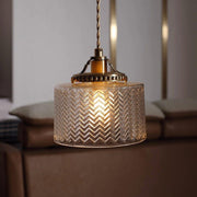 Jaipur Fluted Dome Glass With Brass Fitting Art Deco Pendant Light-DWHOME