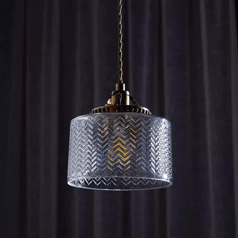 Jaipur Fluted Dome Glass With Brass Fitting Art Deco Pendant Light-DWHOME