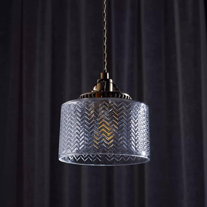 Jaipur Fluted Dome Glass With Brass Fitting Art Deco Pendant Light-DWHOME