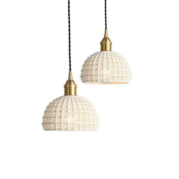 Japanese Style Woven Ceramic Pendant Light.