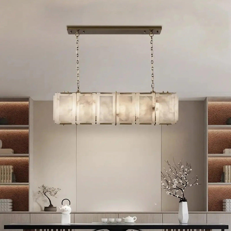 40" Natural Marble Rectangular Chandelier-DWHOME