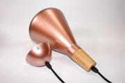Kopar Minimalist Copper Brass Coloured Shade And Wooden Pendant Light-DWHOME