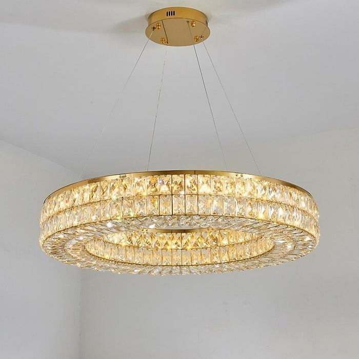 Bacci Crystal Modern Chandelier, Gold-DWHOME