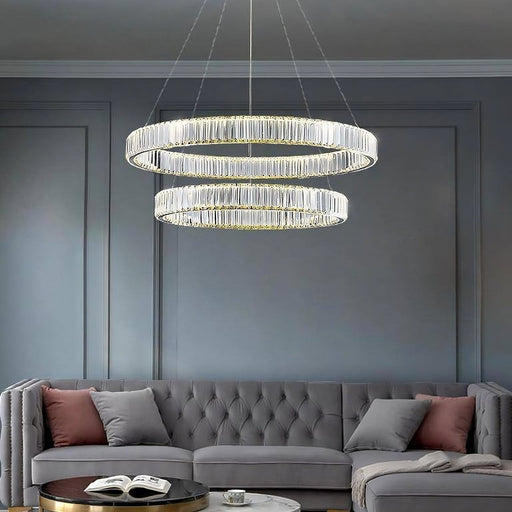 Roma 2-Ring Crystal Chandelier.