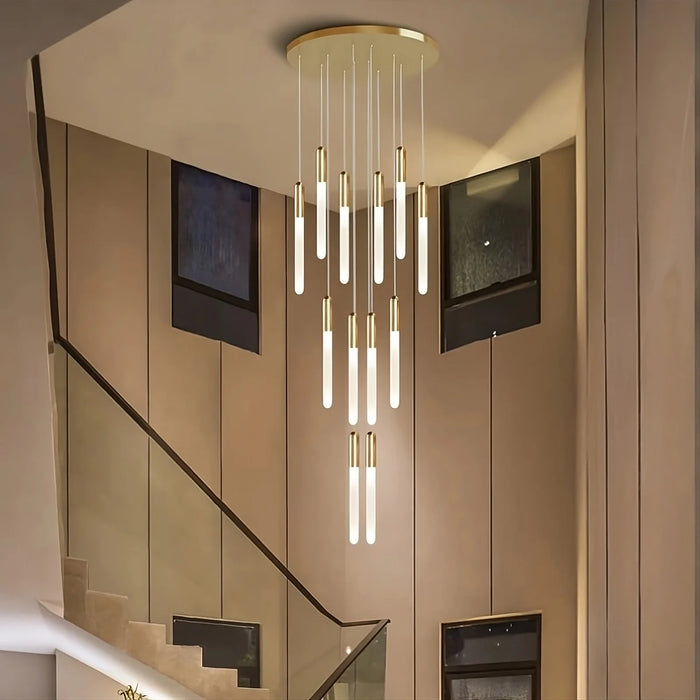 Villa Forci Duplex Staircase Foyer Chandelier, Gold.