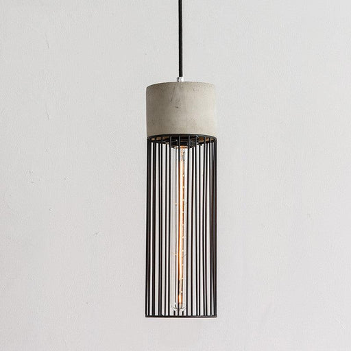 Long Pencil Concrete Cement Minimalist Line Pendant Light.