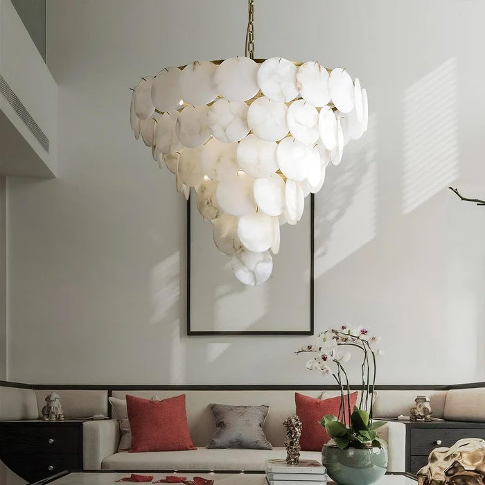 6-Tier Natural Marble Modern Chandelier.