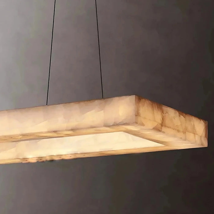 Moonshade Natural Marble Rectangular Chandelier.