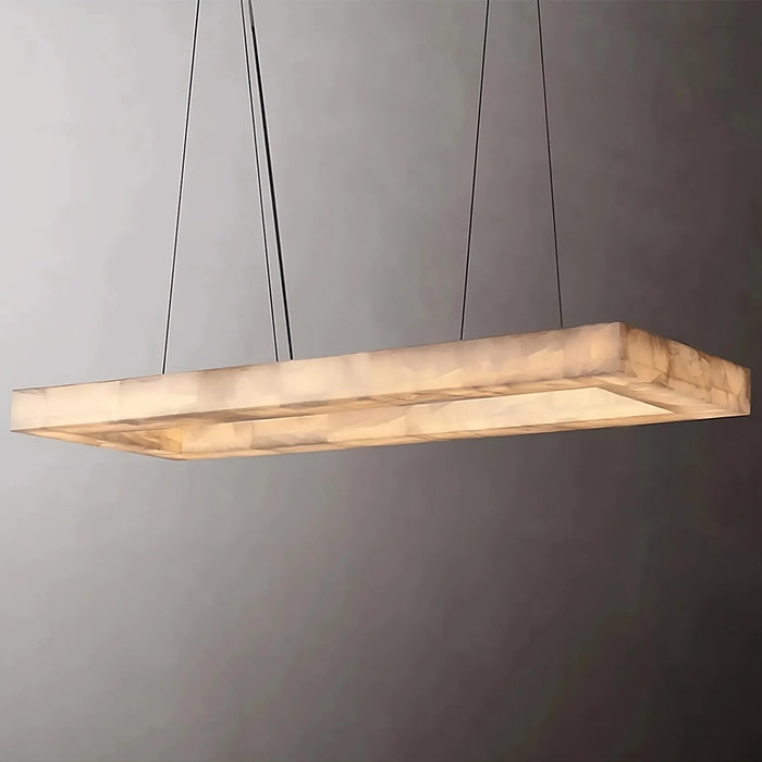 Moonshade Natural Marble Rectangular Chandelier.