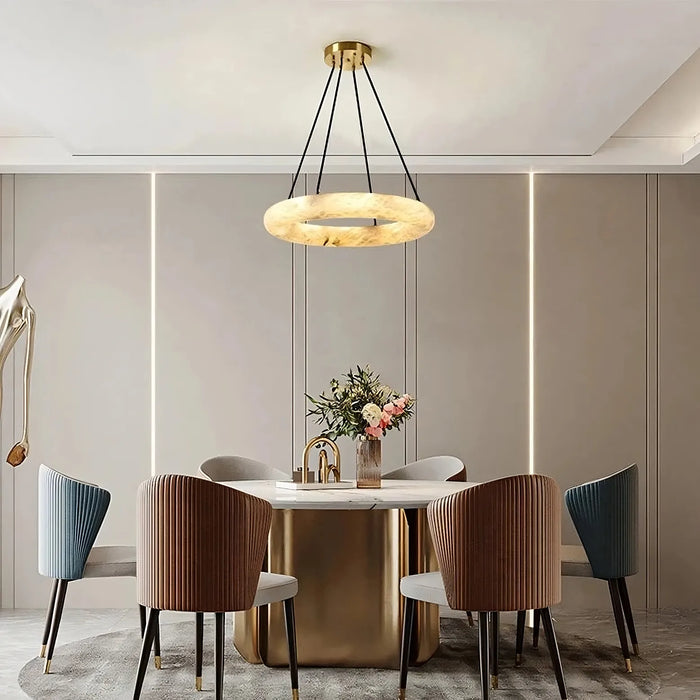 20" Natural Marble Wheel Chandelier-DWHOME