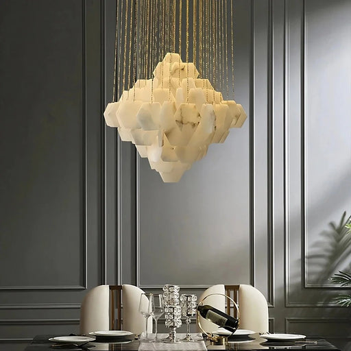 Moonshade Natural Marble Modern Chandelier.