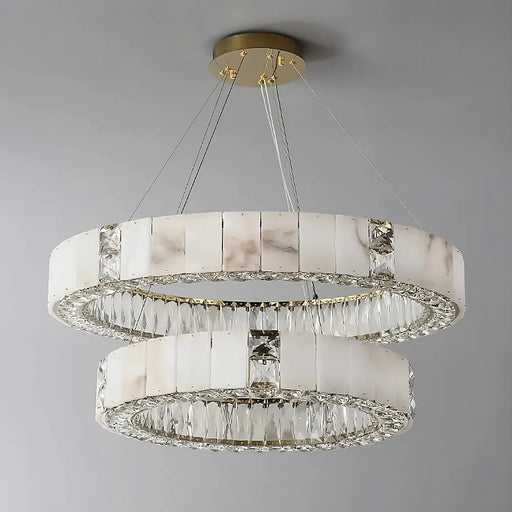 Natural Marble & Crystal Modern Chandelier.