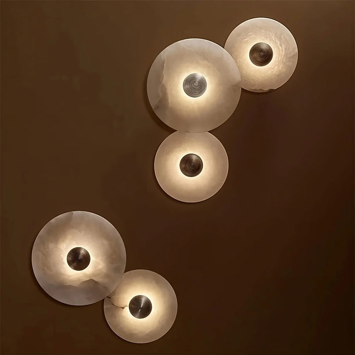 Moonshade Natural Marble Disc Wall Sconce.