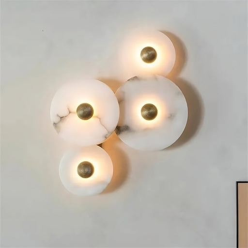 Moonshade Natural Marble Disc Wall Sconce.