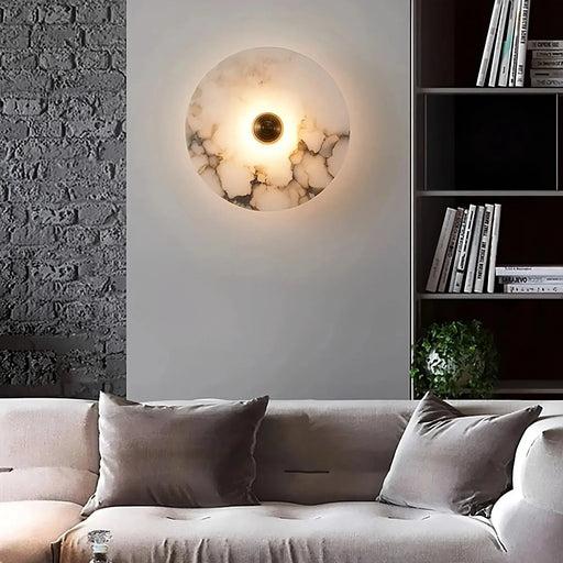 Moonshade Natural Marble Disc Wall Sconce.