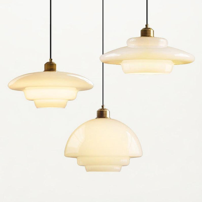 Miller Art Deco Milk Glass Pendant Light.