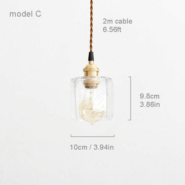 Petunia Glass Mid Century Brass Pendant Light.