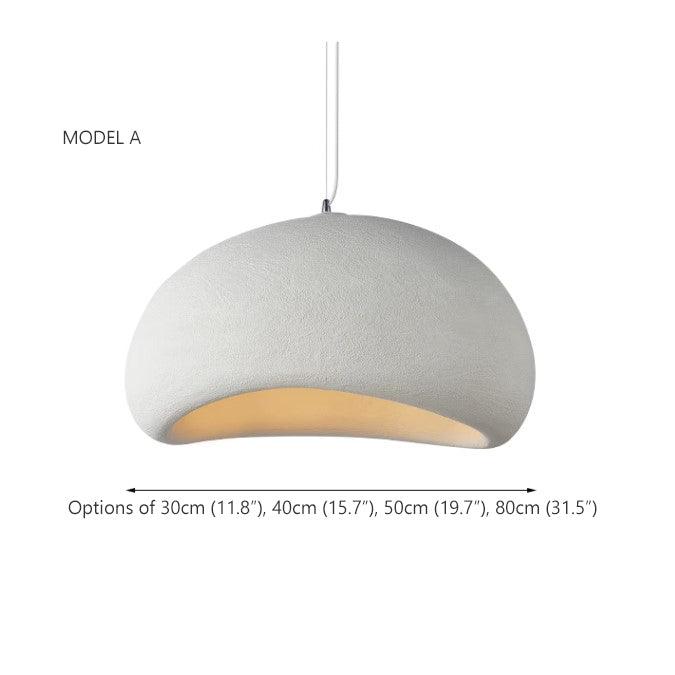 Stucco textured pebble stone plaster pendant light.