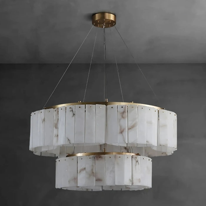 2-Tier Natural Marble Modern Chandelier.